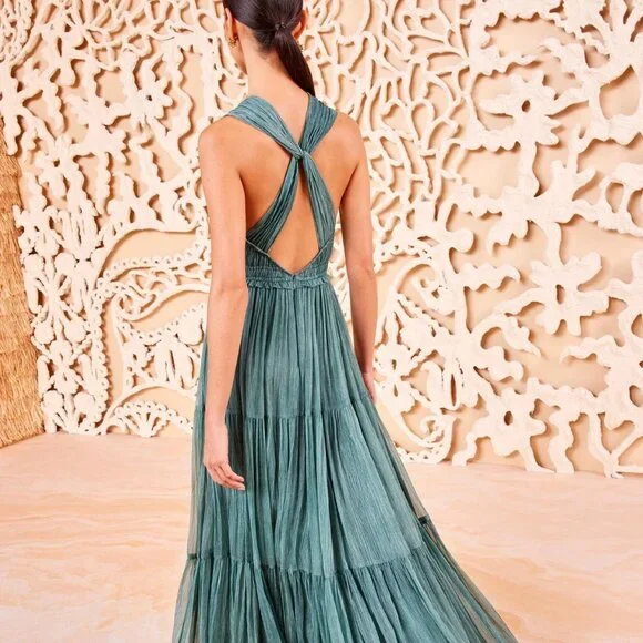 Ulla Johnson Freesia Maxi Gown in Kelp (Blue-Green) in Pristine Condition - Picture 3 of 9